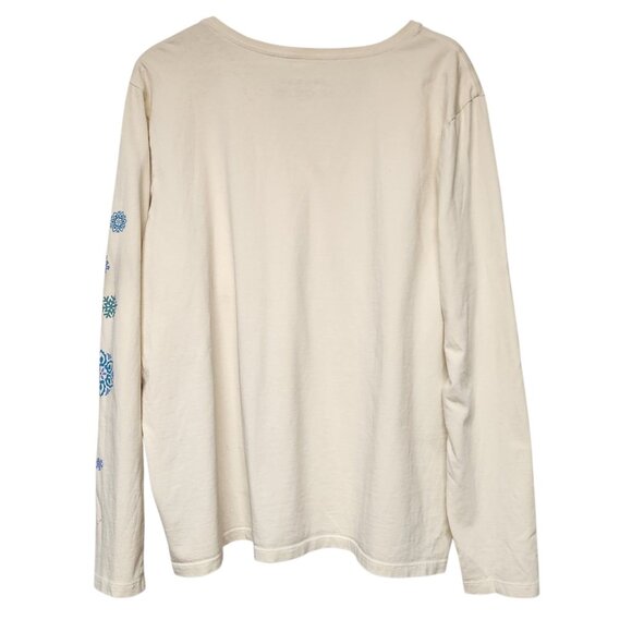 Women's Life is Good XXXL Winter Wonderland Cream Blues LS Crusher V-Neck - Picture 4 of 7